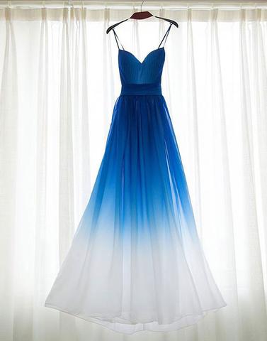 Gradient Blue Chiffon Long Prom Dress, Pd5117 on Luulla