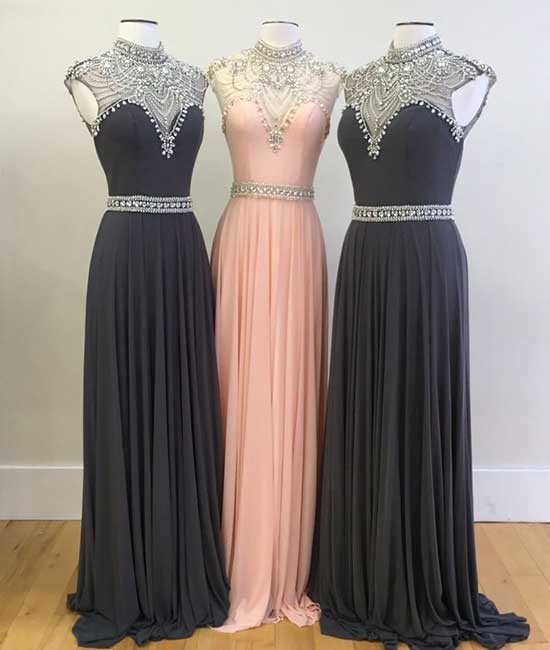 Elegant Beaded High Neck Chiffon Long Formal Prom Dress, Pd14998 on Luulla — free download