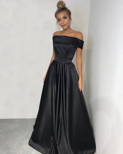 High Quality A-Line Off-The-Shoulder Satin Long Prom/Evening Dress ...