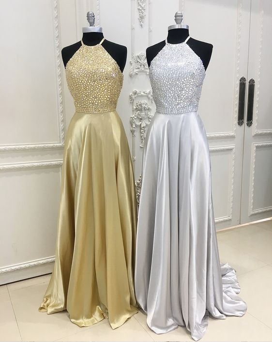 Beaded Formal A Line Long Prom Dress main image 0