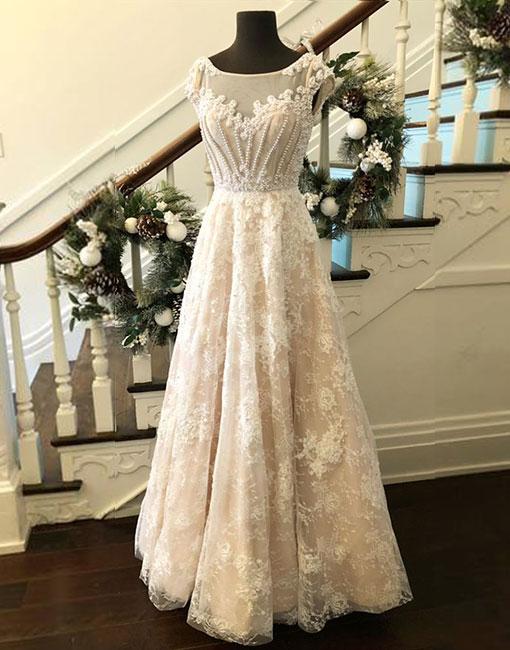 Cute Round Neck Lace high-low Prom Dresses Evening Dress,PH333
