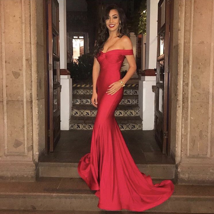 Gorgeous Off The Shoulder Red Mermaid Long Prom Dress Evening Dress ...