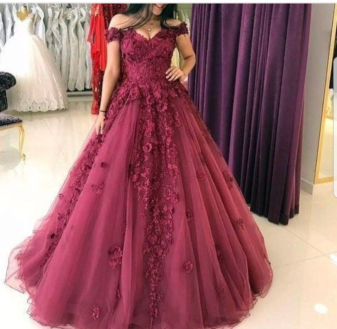 Burgundy Prom Dresses, Ball Gown Prom Dresses, Tulle Prom Dresses, Lace ...